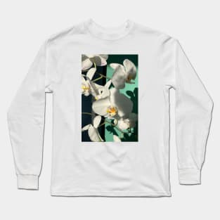 Colored orchids on a green background Long Sleeve T-Shirt